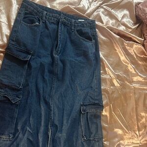 Men's Dark Blue Cargo Denim Jeans